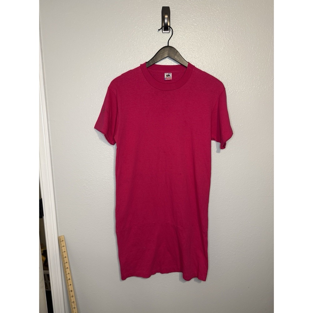 Vintage Fruit Of The Loom Single Stitch Made in USA Blank L T-Shirt Dress Pink